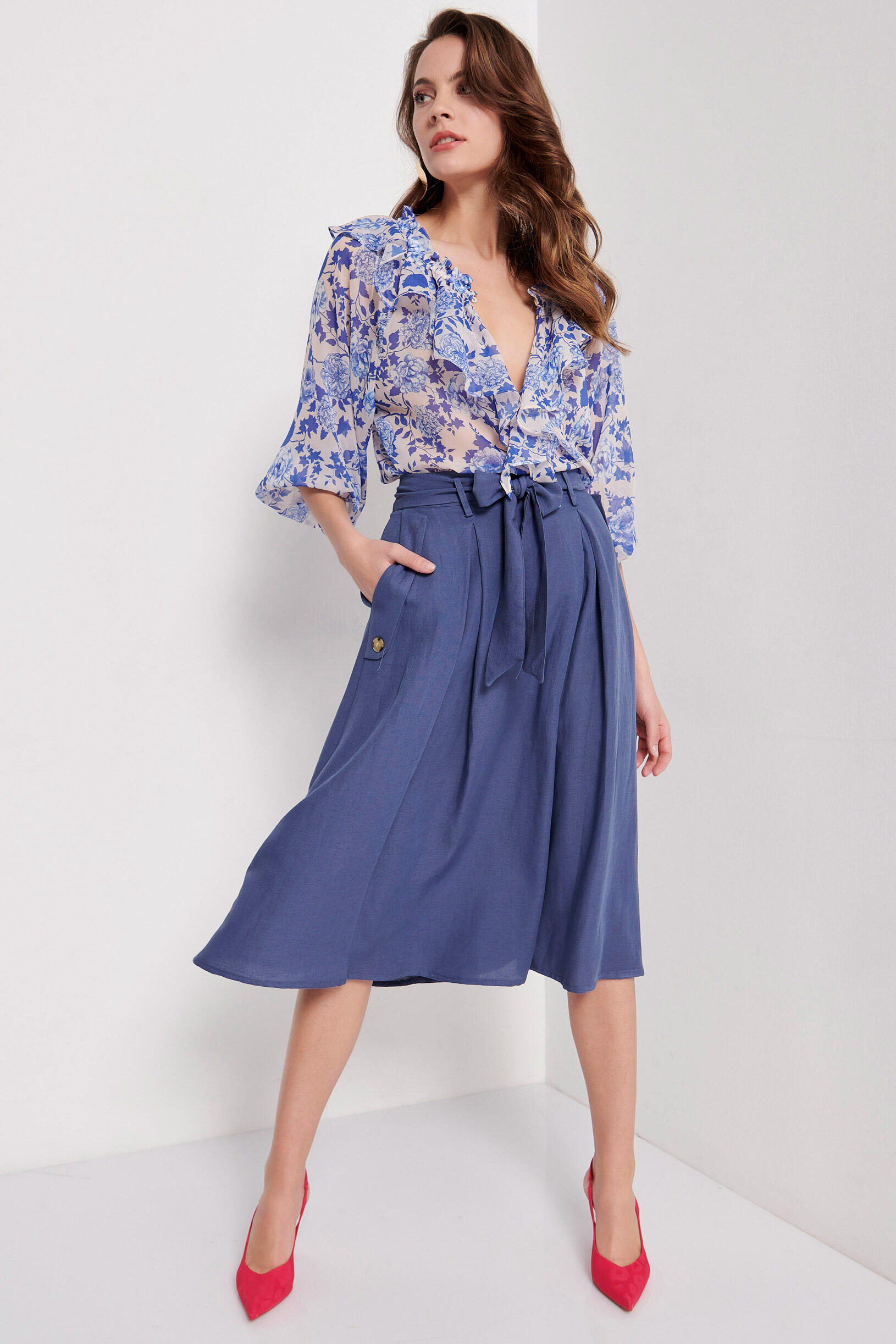 BILL COST Φούστα με ζώνη  10-280460-0 INDIGO