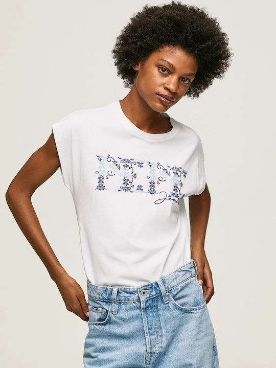 Pepe Jeans Nolly Γυναικείο T-shirt Λευκό με Στάμπα
