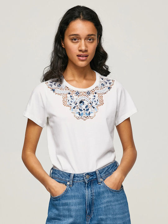 Pepe Jeans Nala Γυναικείο T-shirt Λευκό με Στάμπα
