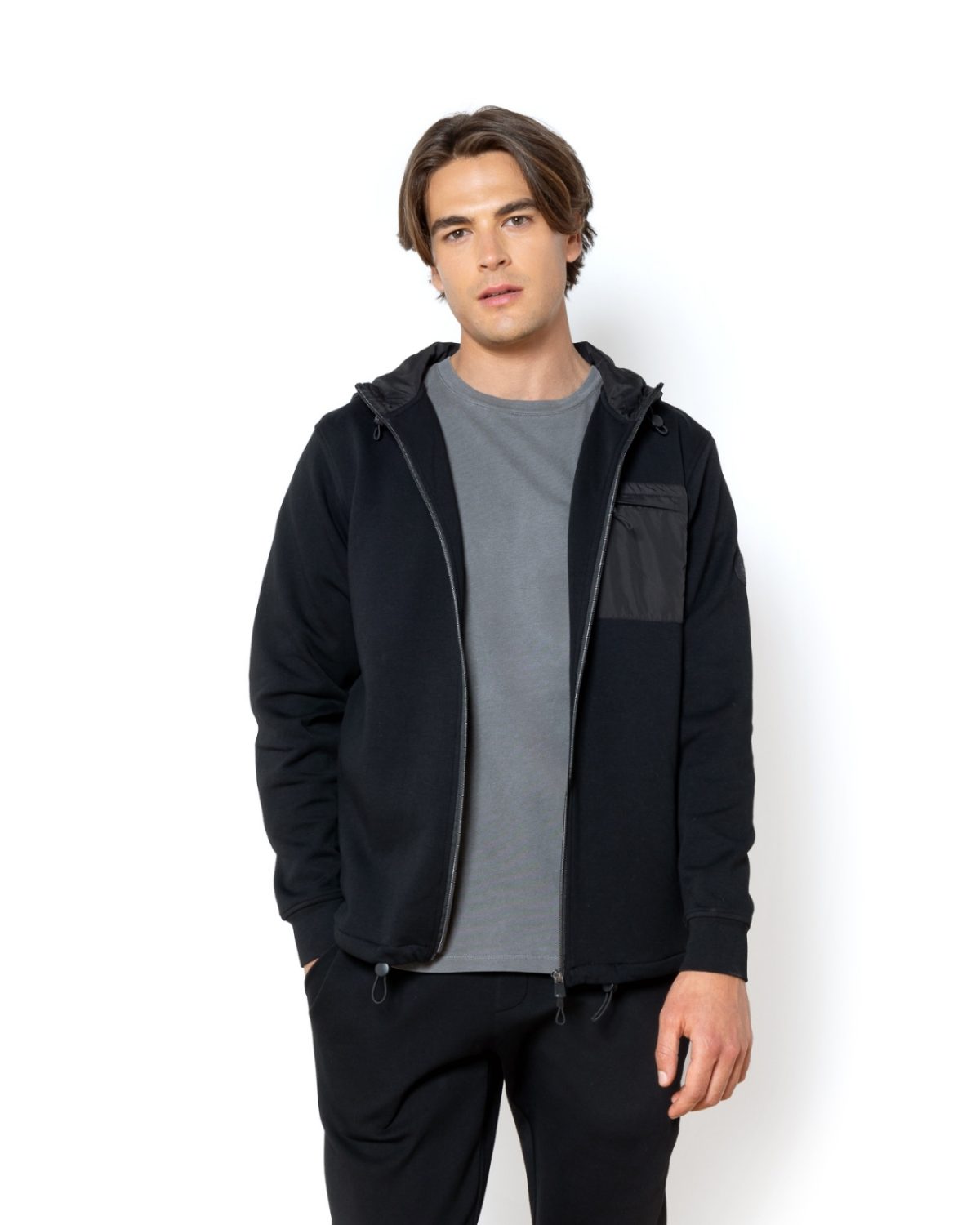 The Bostonians Φούτερ Βαμβακερό Canguro Regular Fit 3RO1006|B031BL-Black/Μαύρο