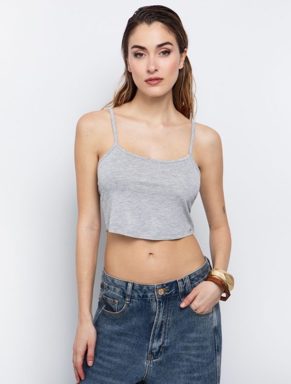 Toi&Moi Basic crop τοπ 80-6269-125-Melanze Grey/Μελανζέ Γκρί