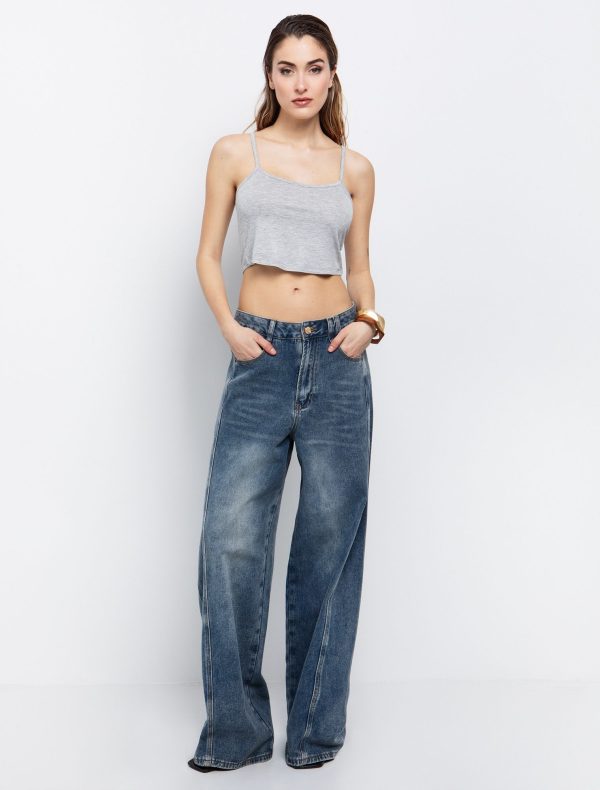 Toi&Moi Basic crop τοπ 80-6269-125-Melanze Grey/Μελανζέ Γκρί