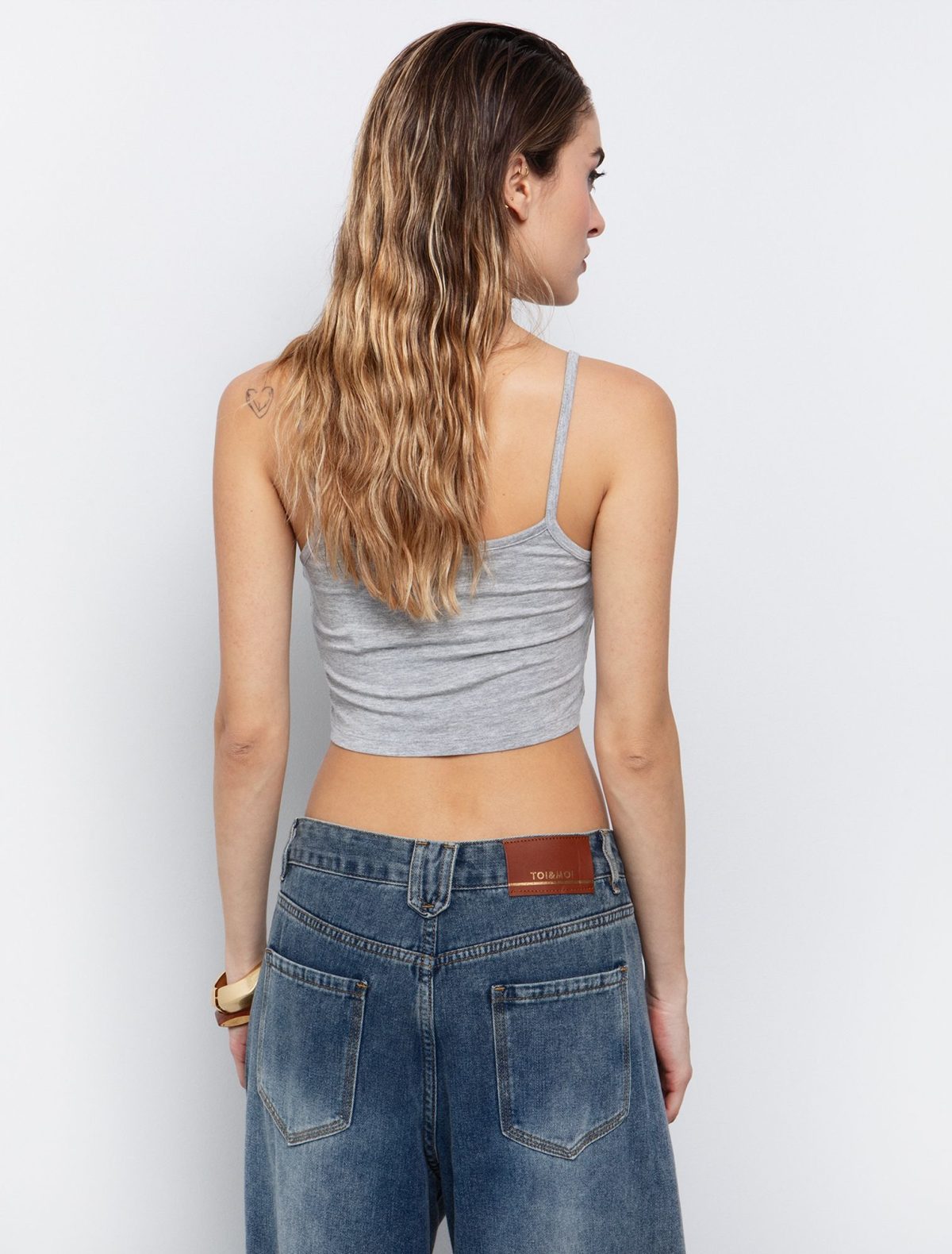 Toi&Moi Basic crop τοπ 80-6269-125-Melanze Grey/Μελανζέ Γκρί