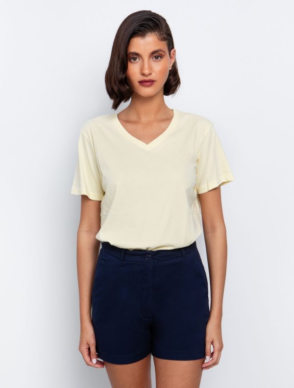 Toi&Moi Basic T shirt με V 80-6279-125-Yellow/Κίτρινο