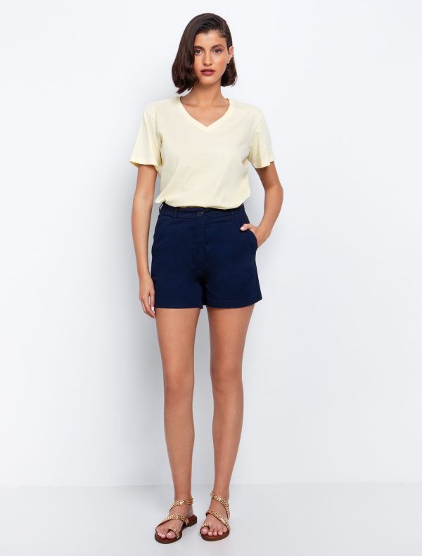 Toi&Moi Basic T shirt με V 80-6279-125-Yellow/Κίτρινο