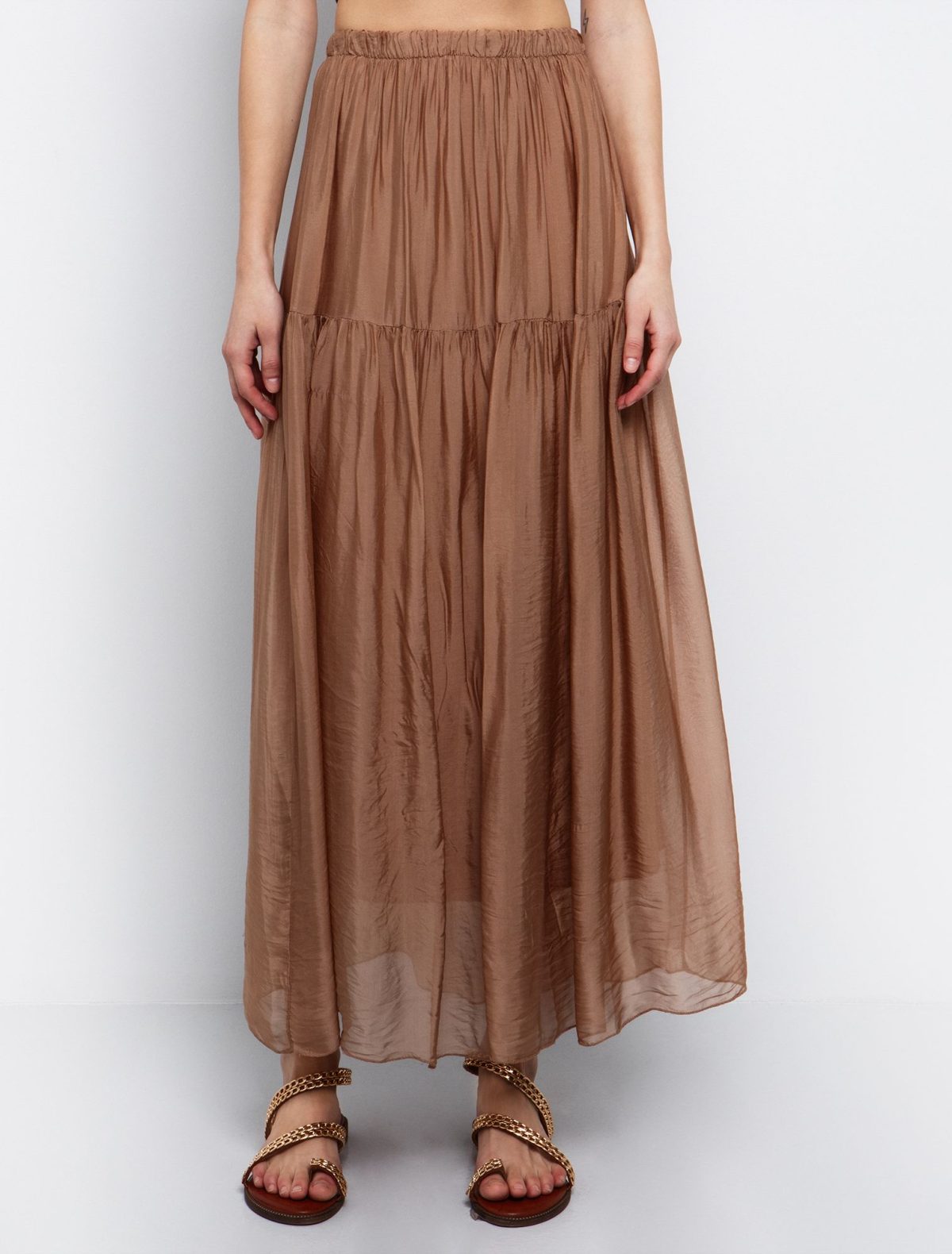 Toi&Moi Maxi φούστα viscose-μετάξι 10-3934-125-Camel/Καμηλό