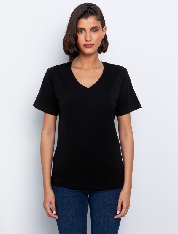 Toi&Moi Basic T shirt με V 80-6279-125-Black/Μαύρο