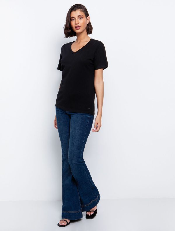 Toi&Moi Basic T shirt με V 80-6279-125-Black/Μαύρο
