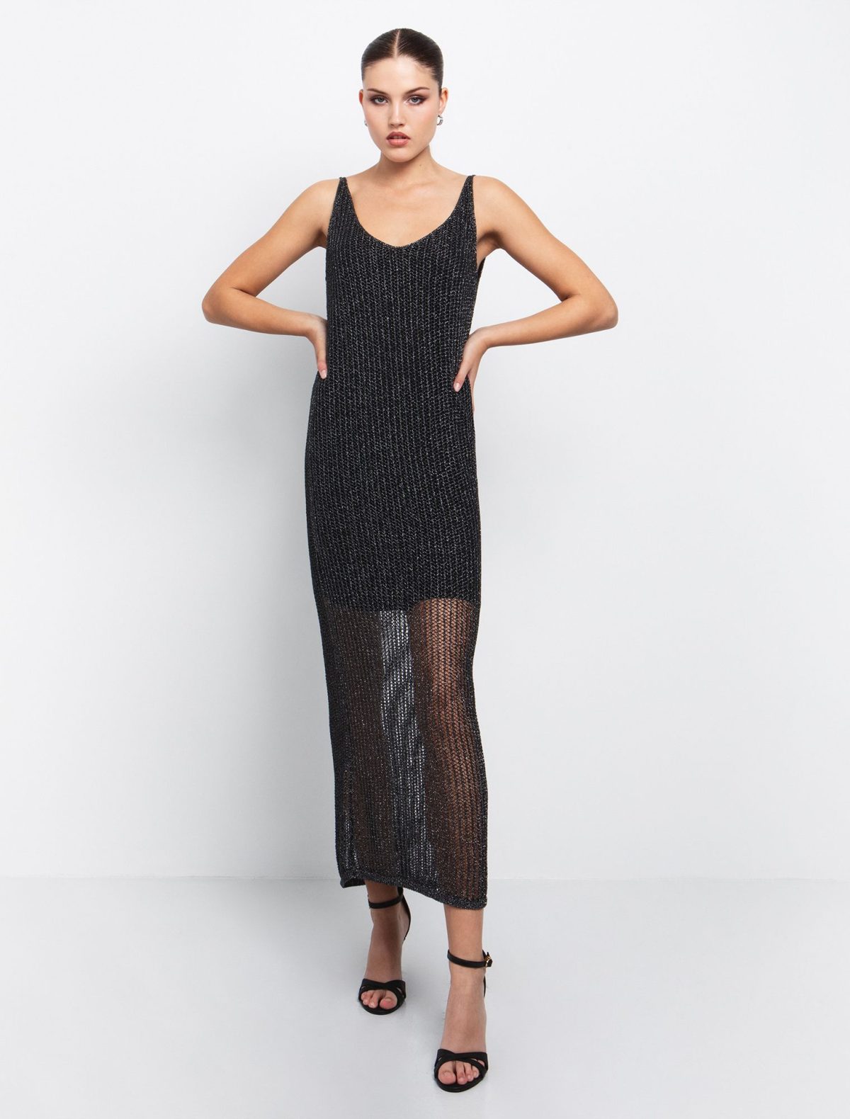 Toi&Moi Πλεκτό φόρεμα lurex 50-6556-125-Black/Mαύρο