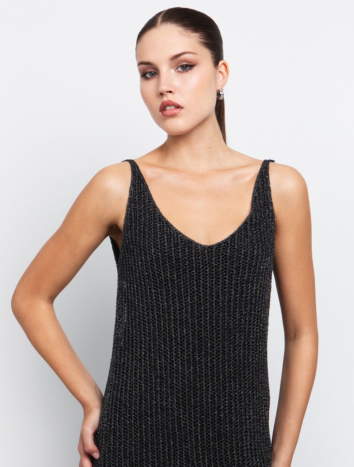 Toi&Moi Πλεκτό φόρεμα lurex 50-6556-125-Black/Mαύρο