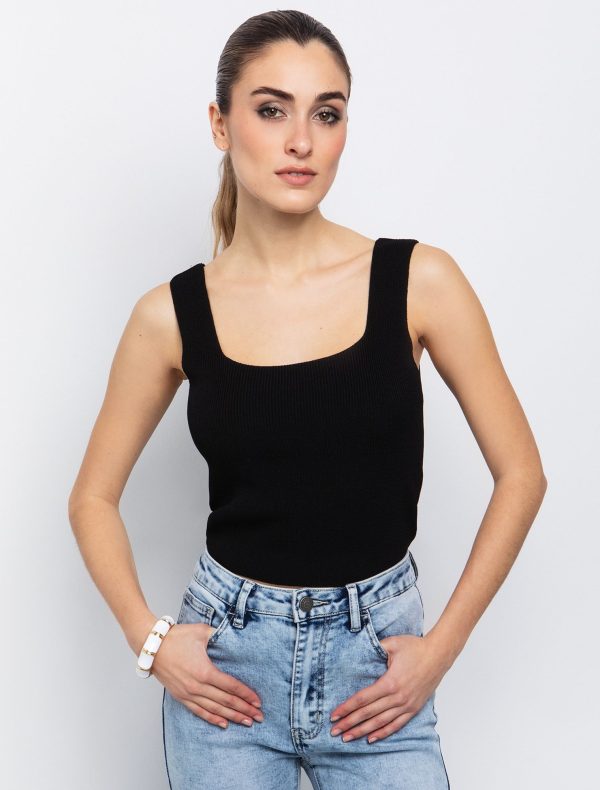 Toi&Moi Πλεκτό τοπ ribbed 70-4847-125-Black/Μαύρο