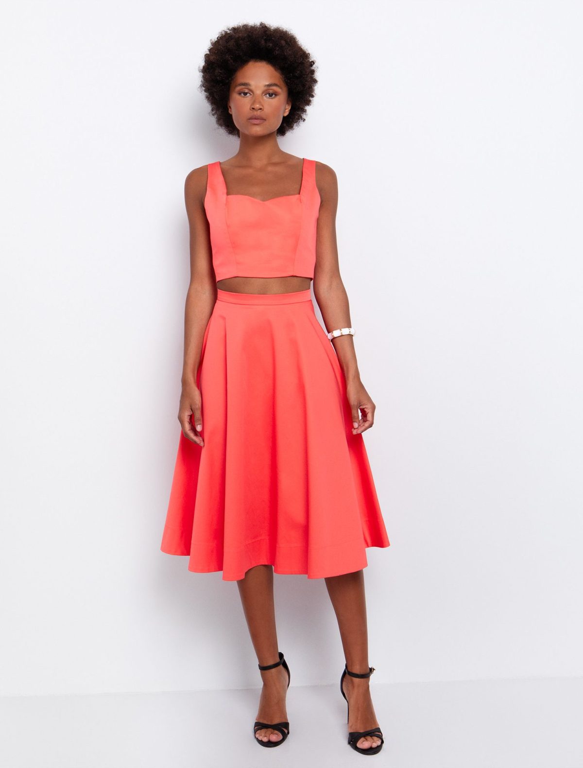 Toi&Moi Clos φούστα ποπλίνα 10-3954-125-Coral/Κοραλί