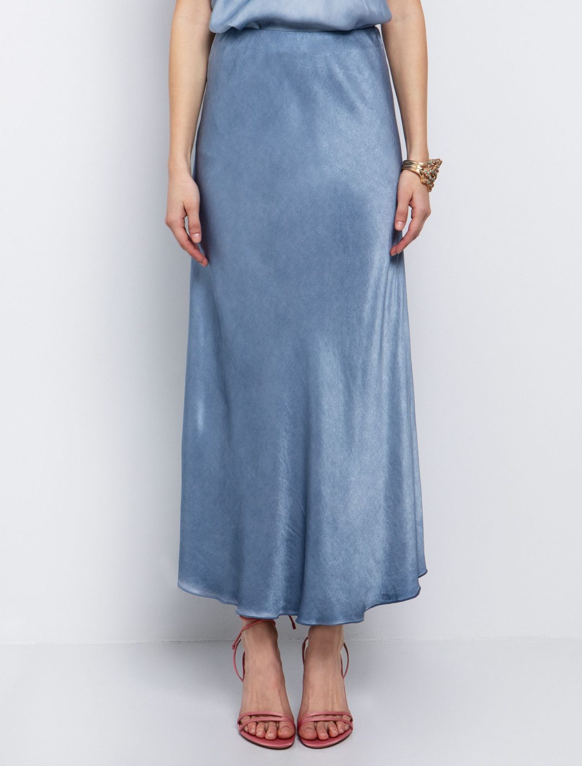 Toi&Moi Μίντι φούστα σατέν tie dye 10-3952-125-Ciel/Σιέλ