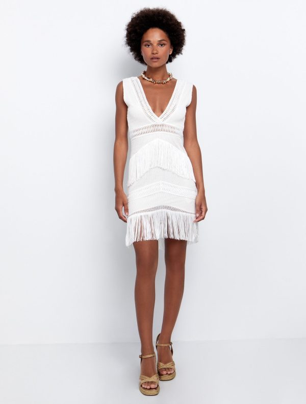 Toi&Moi Mini φόρεμα με κρόσσια 50-6536-125-Off White/Υπόλευκο