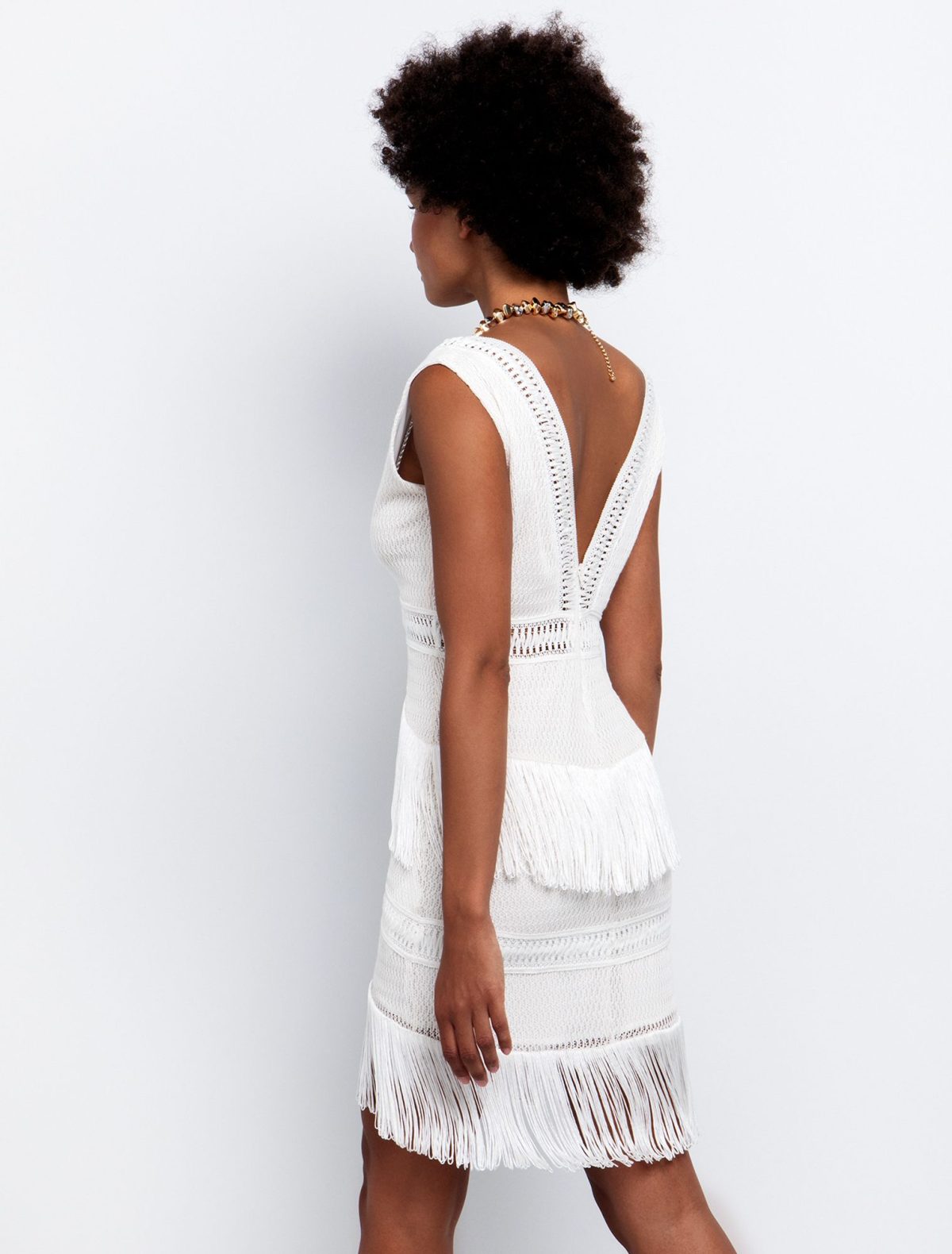 Toi&Moi Mini φόρεμα με κρόσσια 50-6536-125-Off White/Υπόλευκο