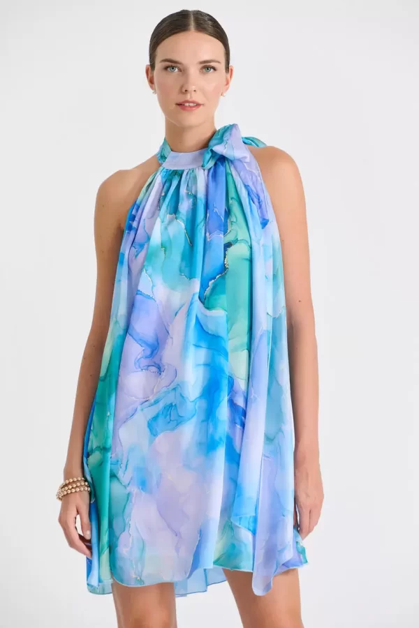 Bill Cost Αμάνικο Φόρεμα με Δέσιμο στον Λαιμό 10-342343-0-Turquoise/Τυρκουάζ
