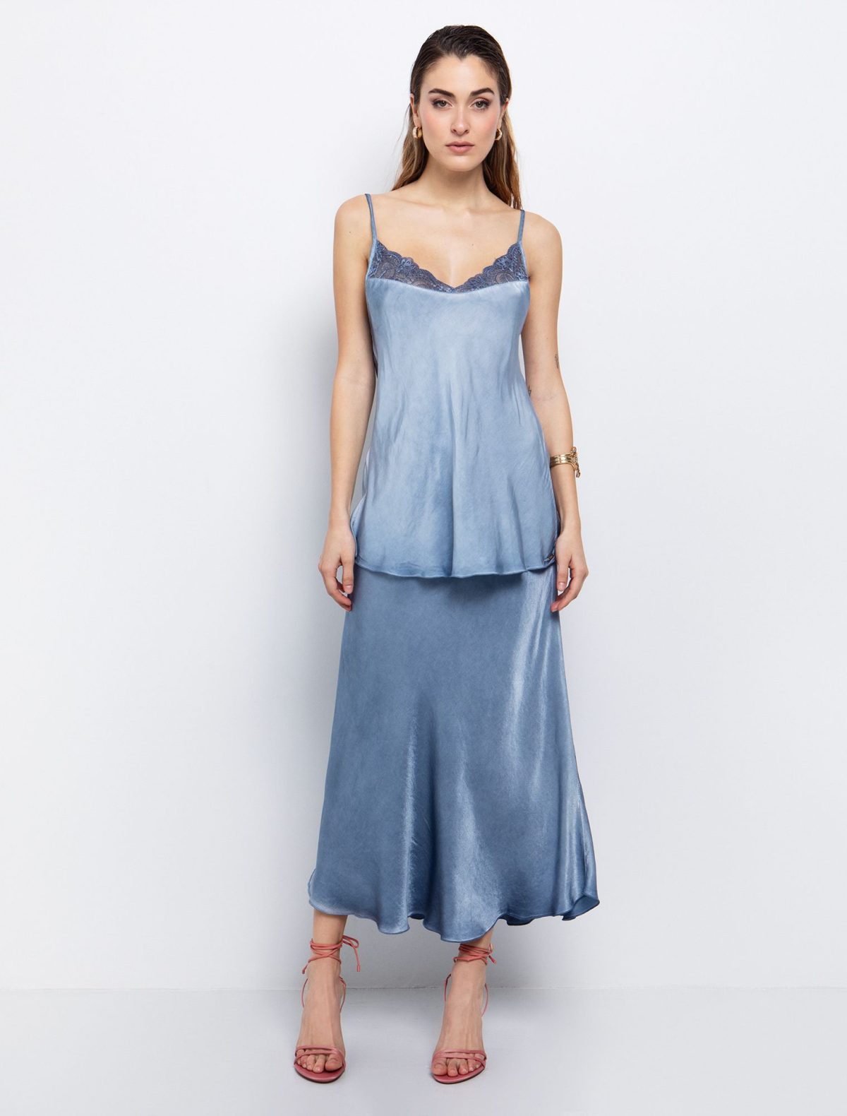 Toi&Moi Viscose τοπ με δαντέλα 30-5550-125-Ciel/Σιέλ