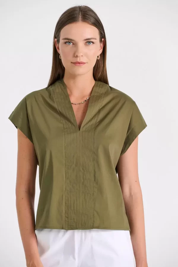 Bill Cost Μπλούζα V με Ραφές & Πλάγιο Άνοιγμα 10-180320-0-Olive/Λαδί