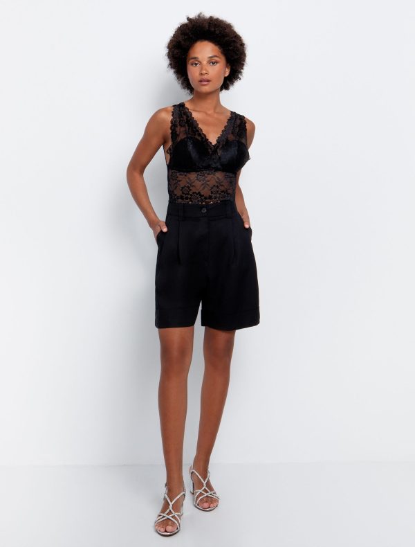 Toi&Moi Ριχτή βερμούδα με ρεβέρ 20-5618-125-Black/Μαύρο