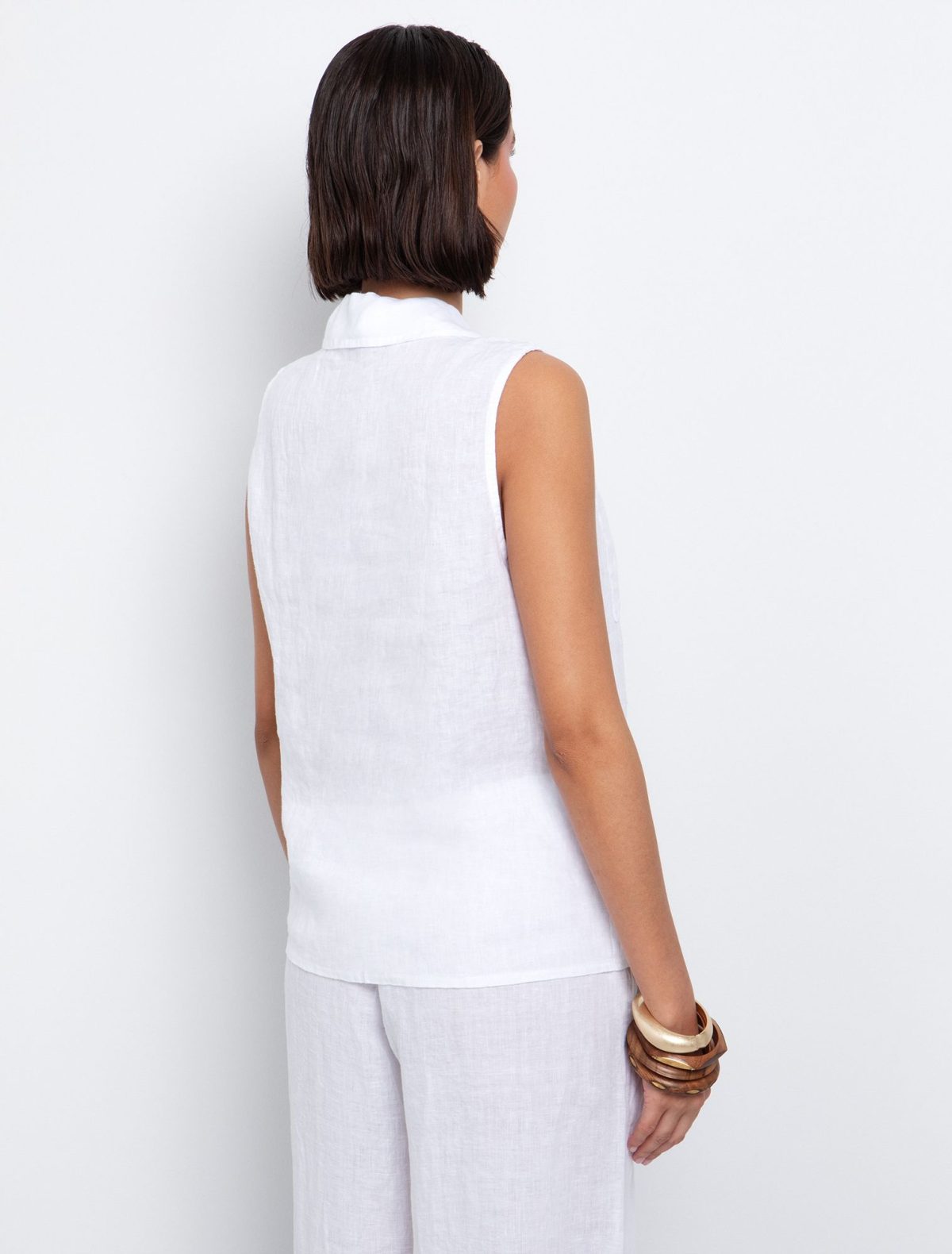 Toi&Moi Αμάνικο πουκάμισο λινό 30-5554-125-Off White/Υπόλευκο