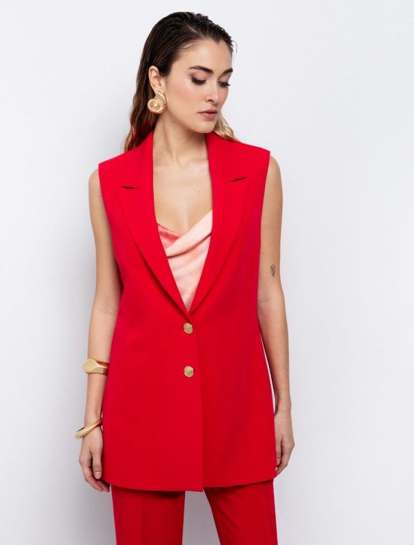 Toi&Moi Γιλέκο με χρυσά κουμπιά 40-0792-125-Red/Κόκκινο