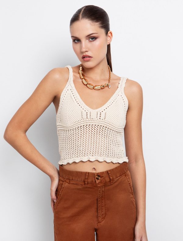 Toi&Moi Τοπ με αζούρ πλέξη 70-4859-125-Beige/Μπέζ