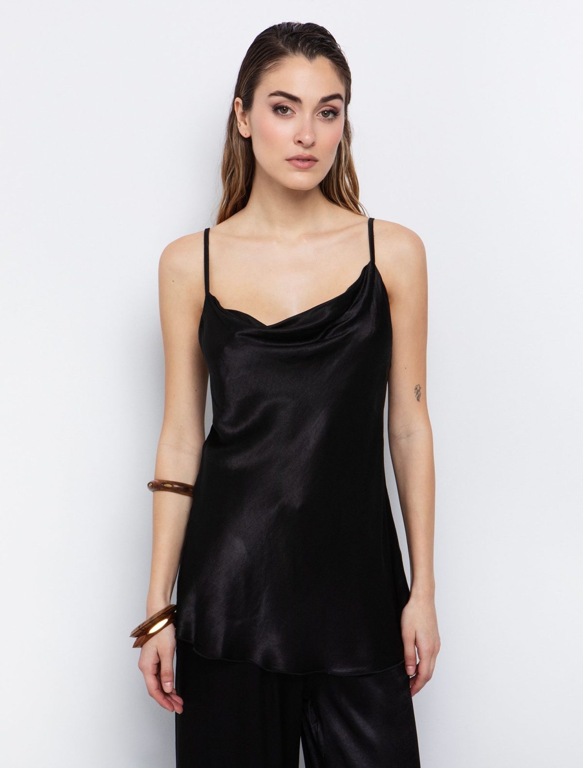 Toi&Moi Ντραπέ τοπ σατινέ 30-5549-125-Black/Μαύρο