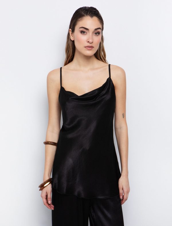 Toi&Moi Ντραπέ τοπ σατινέ 30-5549-125-Black/Μαύρο
