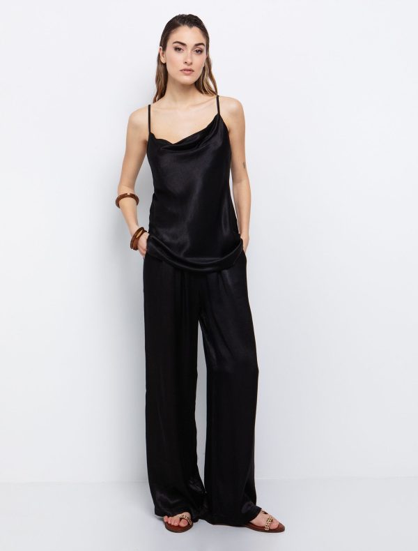 Toi&Moi Ντραπέ τοπ σατινέ 30-5549-125-Black/Μαύρο