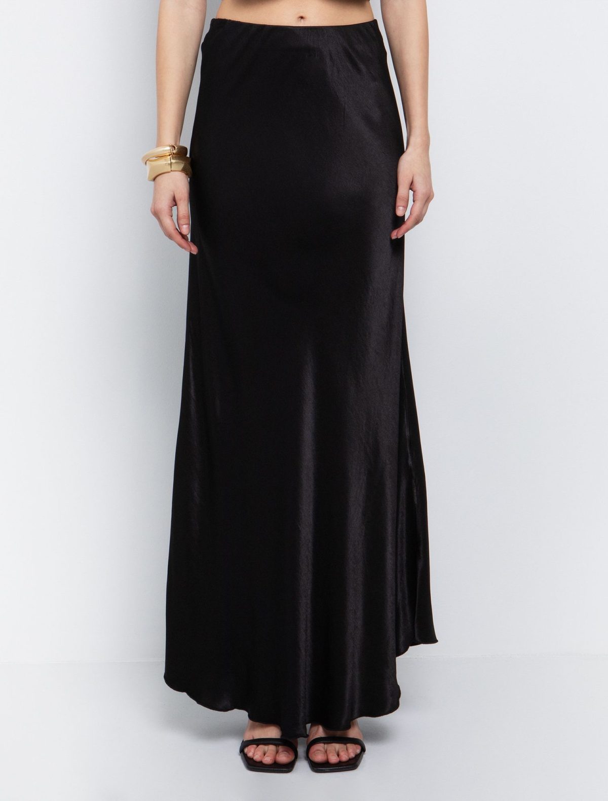 Toi&Moi Maxi φούστα σατέν όψη 10-3932-125-Black/Μαύρο