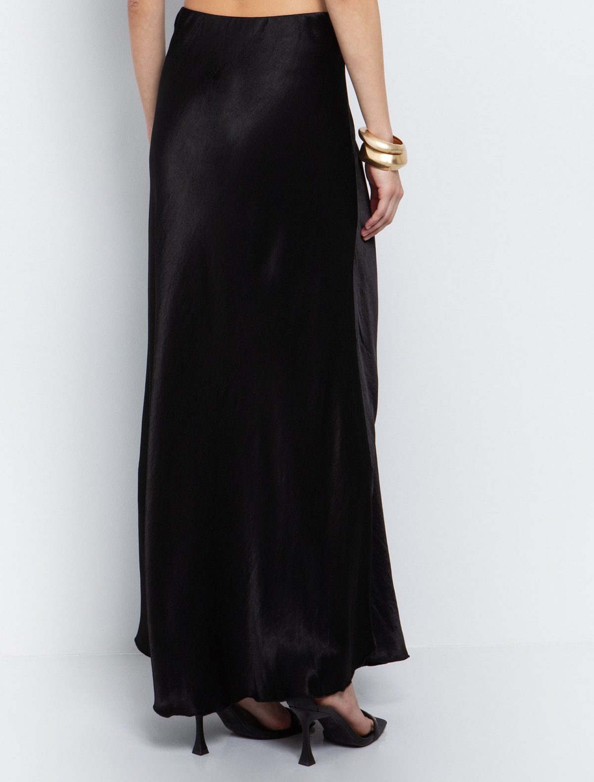 Toi&Moi Maxi φούστα σατέν όψη 10-3932-125-Black/Μαύρο