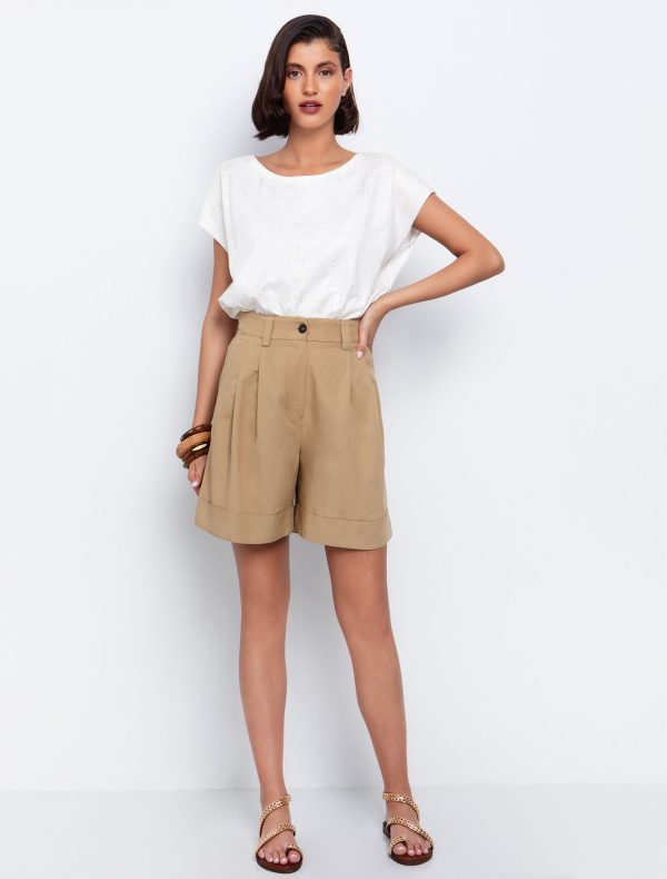 Toi&Moi Ριχτή βερμούδα με ρεβέρ 20-5618-125-Beige/Μπέζ