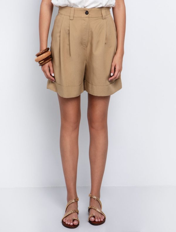 Toi&Moi Ριχτή βερμούδα με ρεβέρ 20-5618-125-Beige/Μπέζ