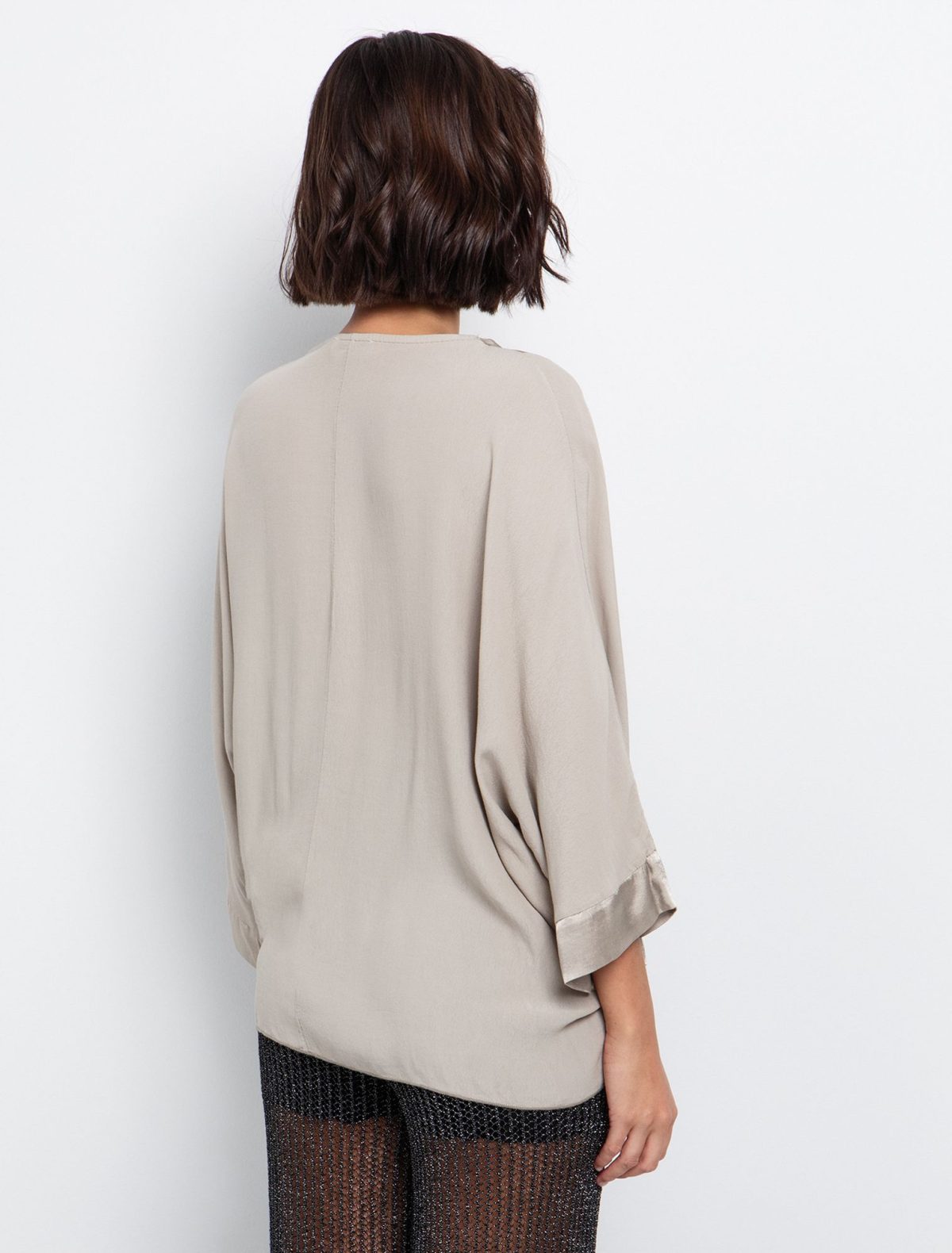 Toi&Moi Οversized κιμονό με κόμπο 40-0820-125-Beige/Σκούρο Μπέζ