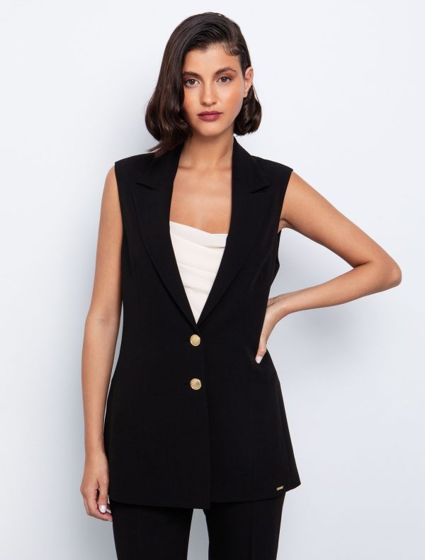 Toi&Moi Γιλέκο με χρυσά κουμπιά 40-0792-125-Black/Μαύρο