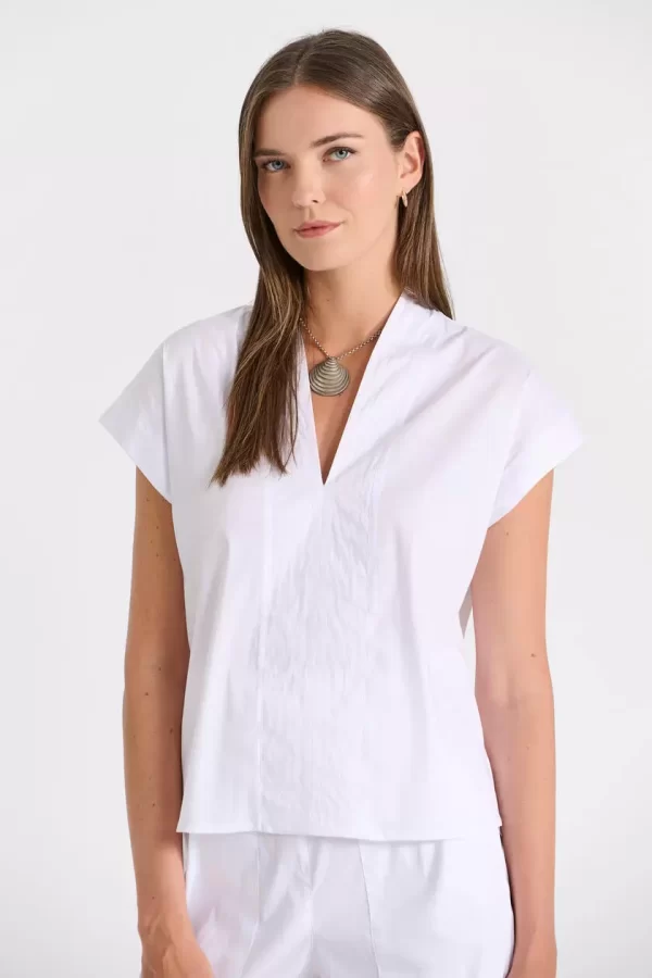 Bill Cost Μπλούζα V με Ραφές & Πλάγιο Άνοιγμα 10-180320-0-White/Λευκό