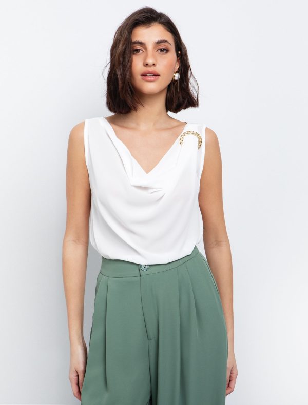Toi&Moi Ντραπέ τοπ με κρίκο 30-5446-125-Off White/Υπόλευκο
