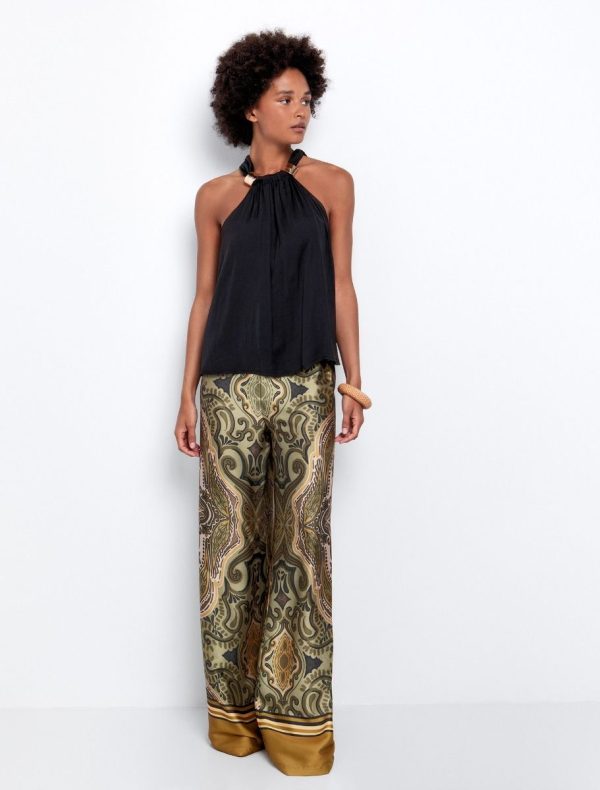 Toi&Moi Εμπριμέ σατινέ παντελόνα 20-5615-125-Multicolour/Εμπριμέ