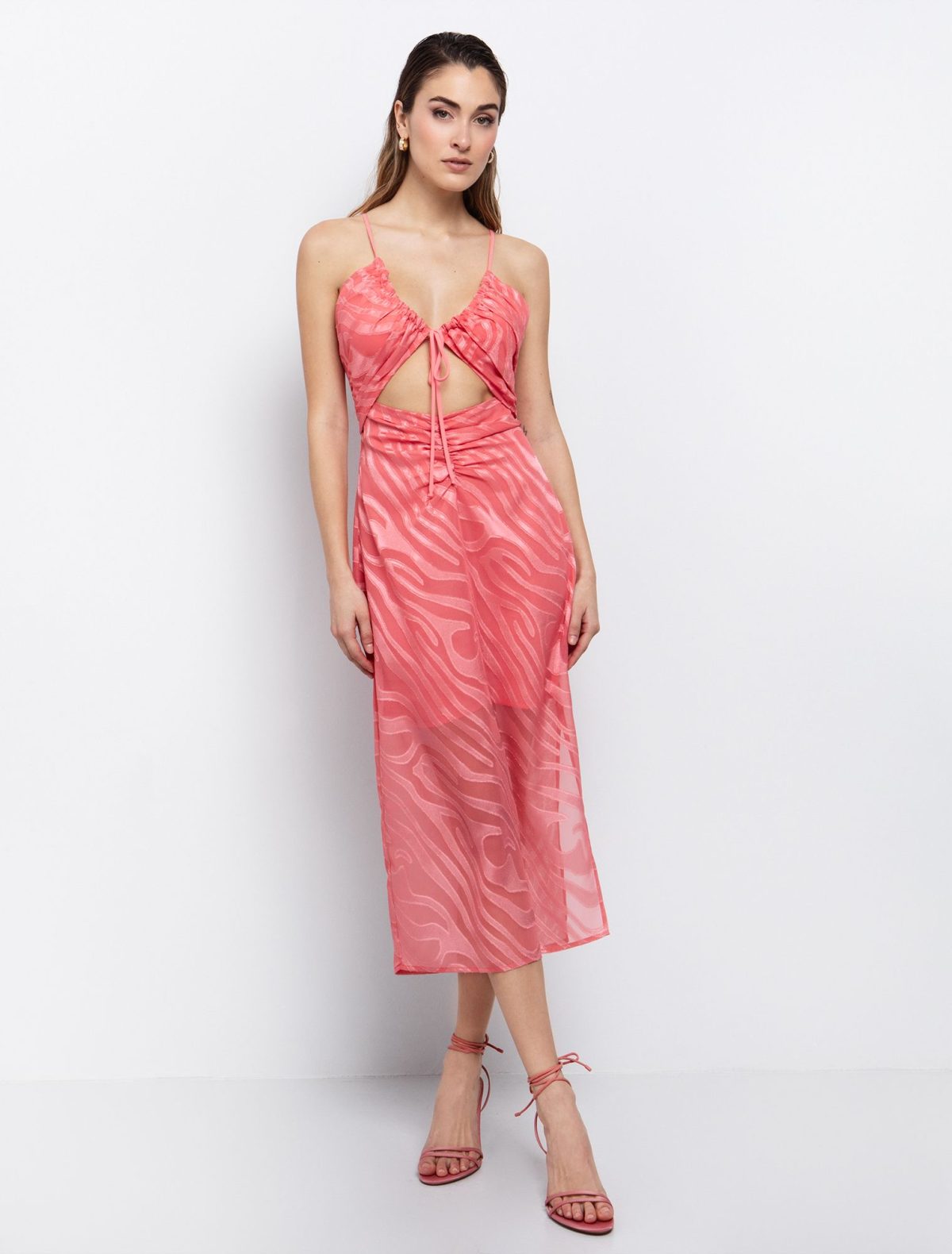 Toi&Moi Ζακάρ φόρεμα με cut out 50-6526-125-Peach/Ροδακινί