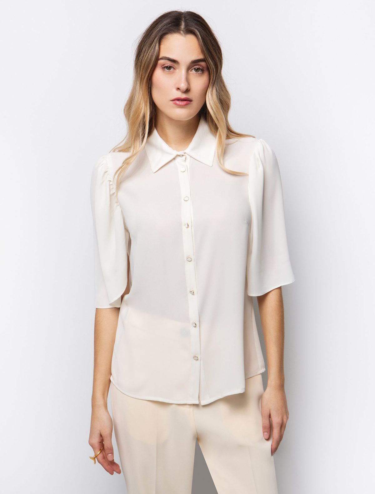 Toi&Moi Πουκάμισο με άνοιγμα στα μανίκια 30-5474-125-Cream/Κρέμ