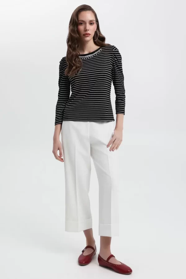 Bill Cost Παντελόνι crop 10-031010-0-White/Λευκό