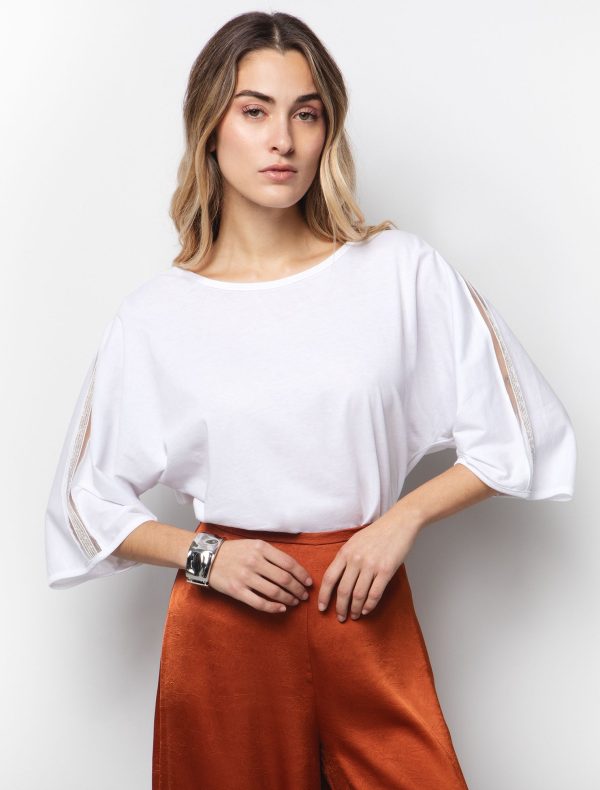 Toi&Moi Μπλούζα με διαφάνεια & πέτρες 80-6458-125-Off White/Υπόλευκο