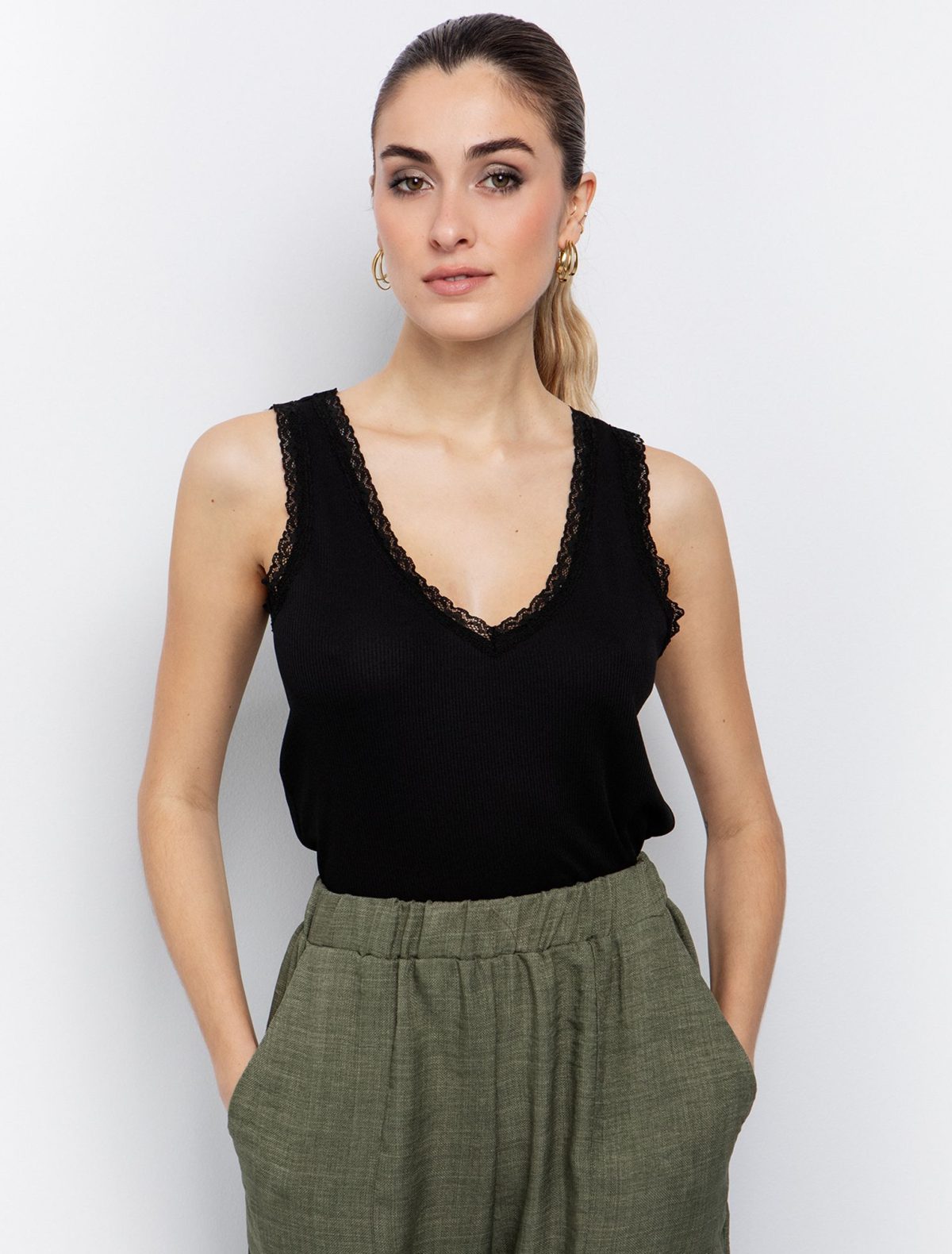 Toi&Moi Ριμπ τοπ με δαντέλα 80-6494-125-Black/Μαύρο