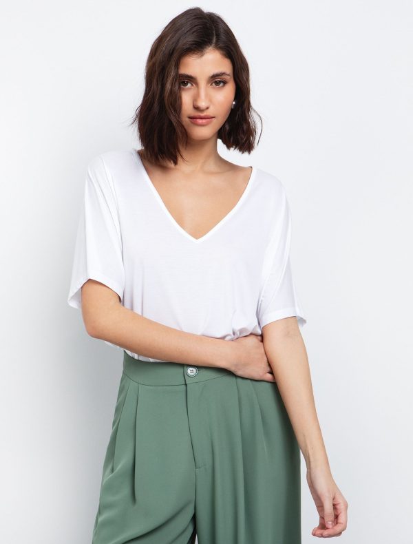Toi&Moi Basic μπλούζα σε ριχτή γραμμή 80-6471-125-Off White/Υπόλευκο
