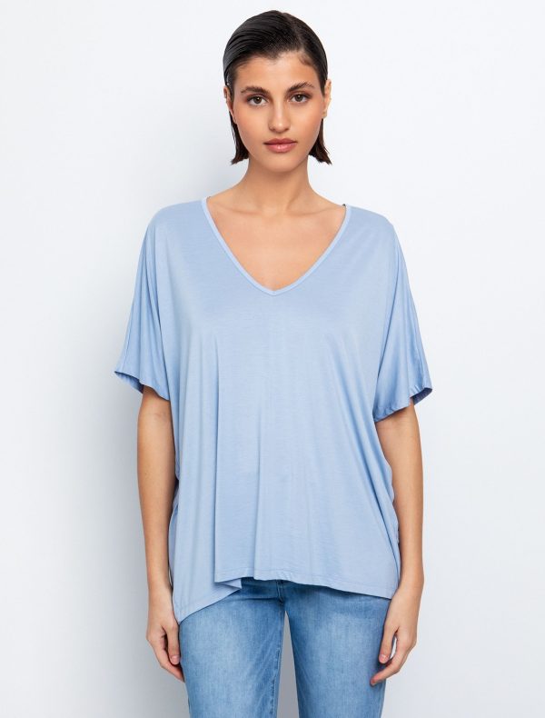 Toi&Moi Basic μπλούζα σε ριχτή γραμμή 80-6471-125-Ciel/Σιέλ