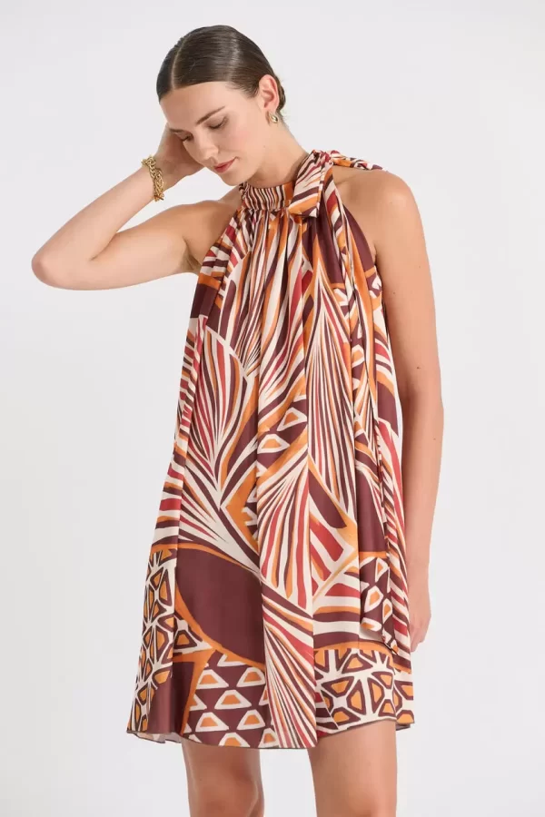 Bill Cost Αμάνικο Φόρεμα με Δέσιμο στον Λαιμό 10-342343-0-Chocolat/Σοκολά