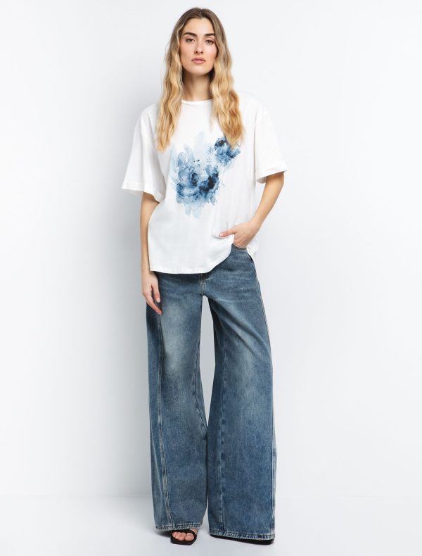 Τoi&Moi T shirt με στάμπα rose 80-6449-125-Off White/Υπόλευκο