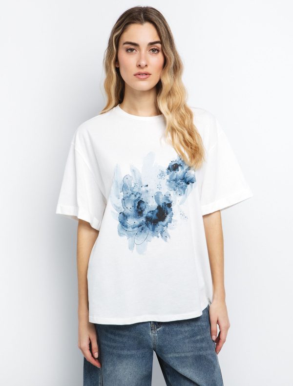 Τoi&Moi T shirt με στάμπα rose 80-6449-125-Off White/Υπόλευκο