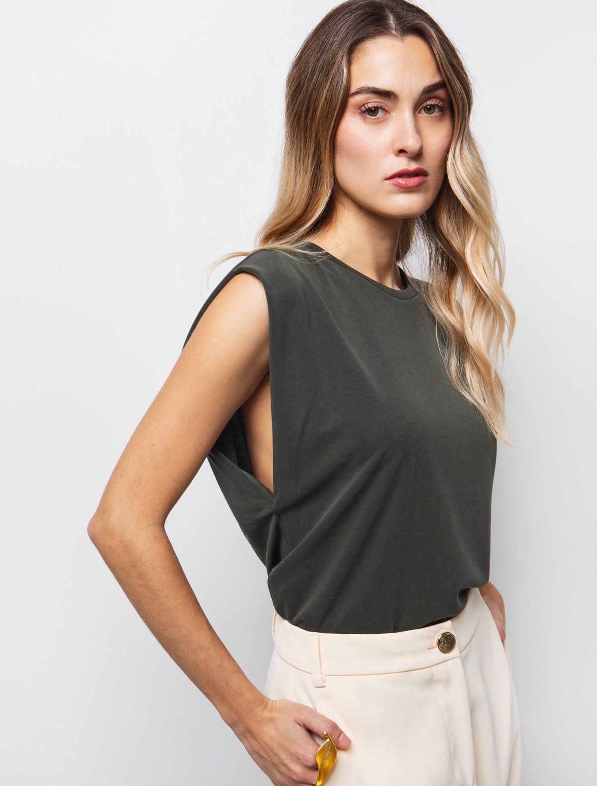 Toi&Moi Μπλούζα με μείγμα από modal 80-6438-125-Khaki/Χακί