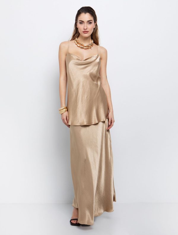 Toi&Moi Ντραπέ τοπ σατινέ 30-5549-125-Gold/Χρυσό
